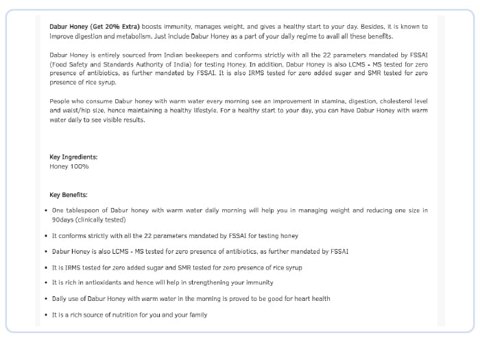 Ecommerce product page description - WINDO